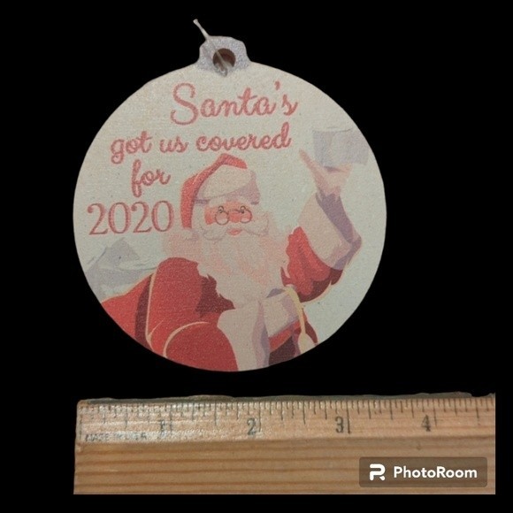 Lot of 3 Ornaments 2020 Quarantine themed wooden - Picture 4 of 4